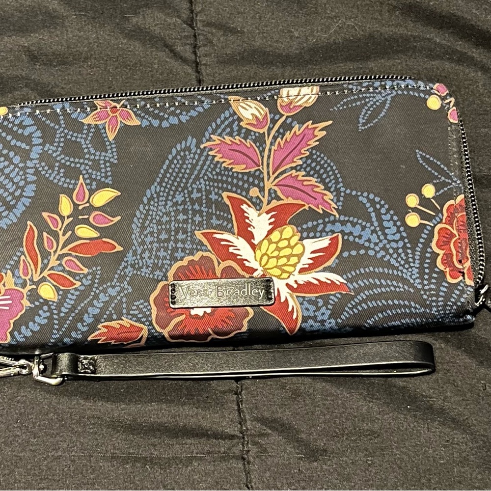 Vera Bradley Black and Red Floral Wristlet